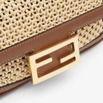 Baguette Mini Brown Leather and Macramé Bag - Image 5